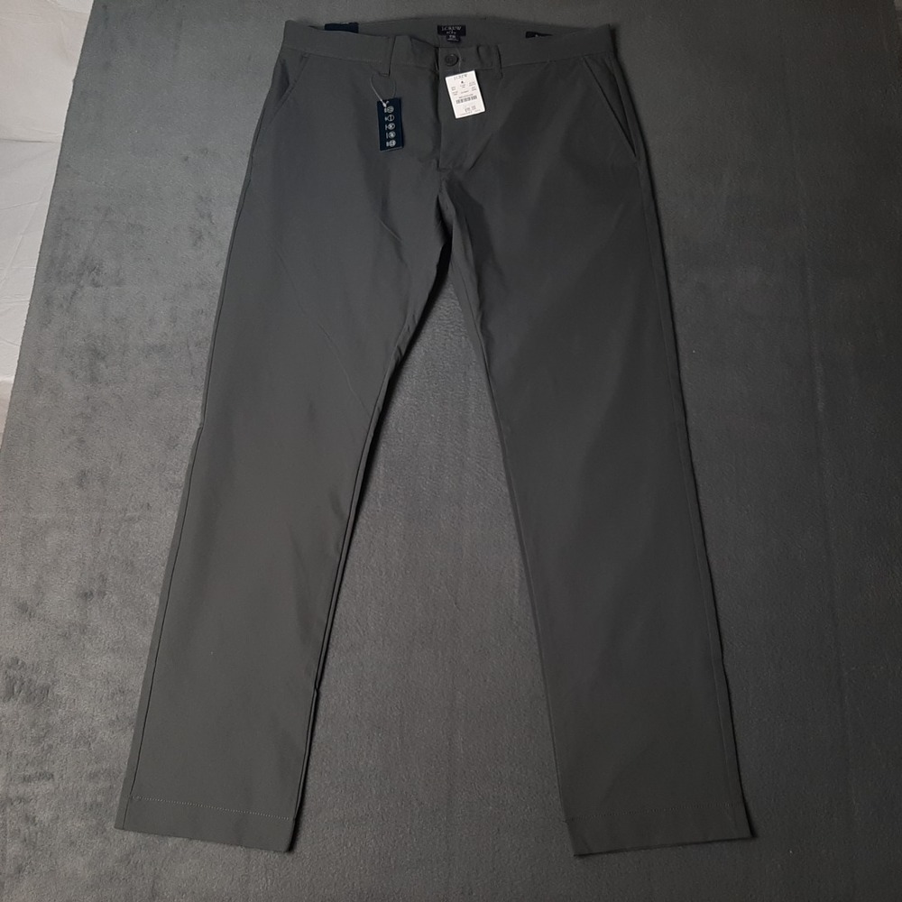 NEW J Crew Tech Pants Mens 32x30 Gray Performance Chino Pant Stretch AA712 - Picture 2 of 10